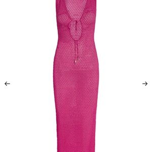 MONTE CARLO TIE DRESS - DRAGON FRUIT LUREX LACE CROCHET